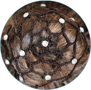 Zwart Hand gemaakte Rochet haarnet voor chignon met CRYSTAL AB beads