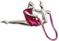 zilver-gecoate hand geëmailleerde pin Touw 1 FUCHSIA