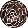 BEIGE Hand gemaakte Rochet haarnet voor chignon met SIAM RED beads